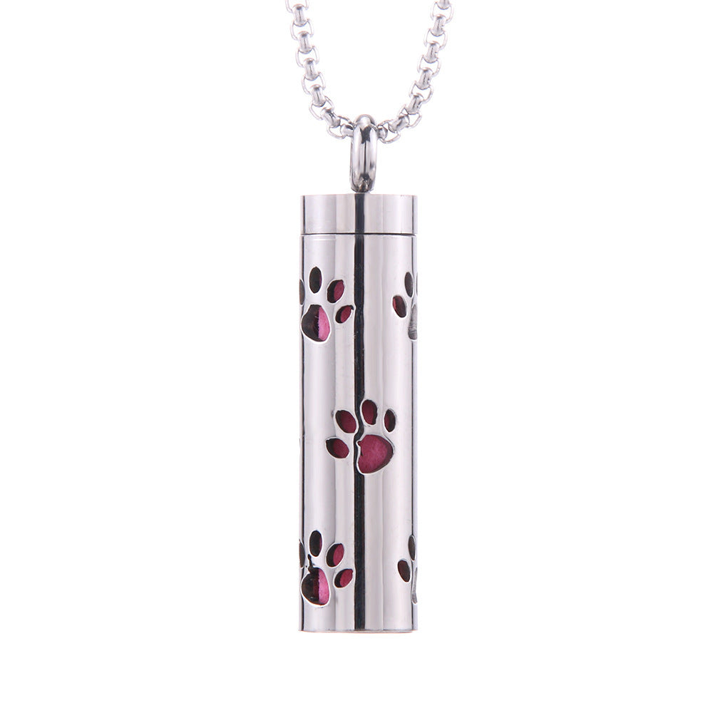 Cylinder Love Aromatherapy Pendant Perfume Essential Oil Stainless Steel Necklace