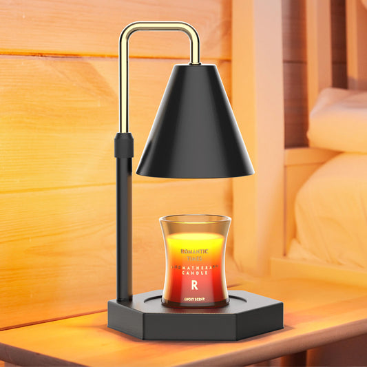 Base Heating Dimmable Candle Warmer Lamp With Timer  Adjustable Height Electric Candle Warmer With 2 Bulbs Wax Melt Warmer