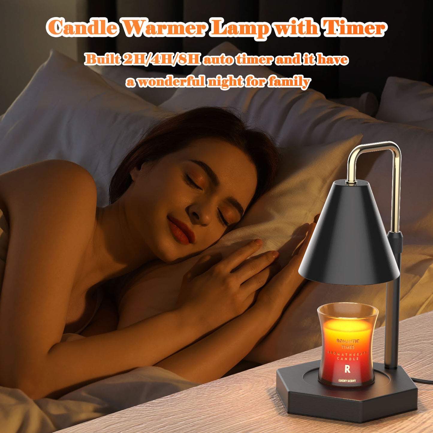 Base Heating Dimmable Candle Warmer Lamp With Timer  Adjustable Height Electric Candle Warmer With 2 Bulbs Wax Melt Warmer