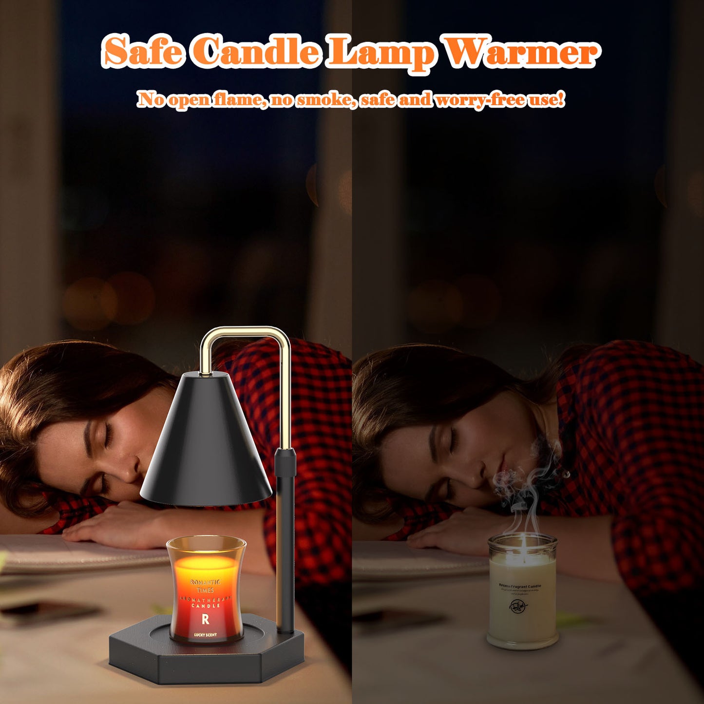 Base Heating Dimmable Candle Warmer Lamp With Timer  Adjustable Height Electric Candle Warmer With 2 Bulbs Wax Melt Warmer