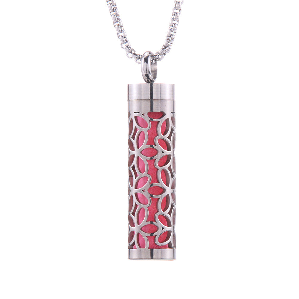 Cylinder Love Aromatherapy Pendant Perfume Essential Oil Stainless Steel Necklace