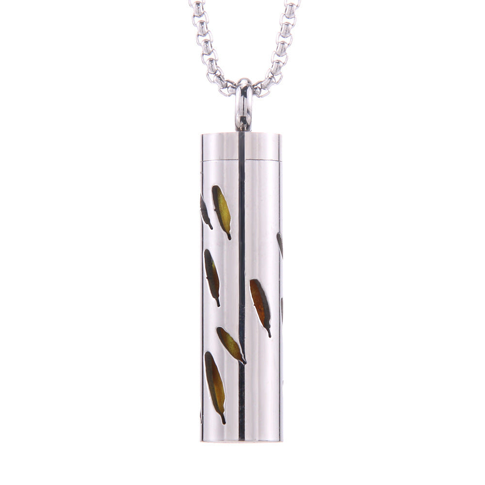 Cylinder Love Aromatherapy Pendant Perfume Essential Oil Stainless Steel Necklace